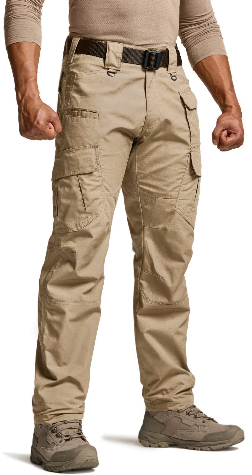 CQRMen's Tactical Pants, Water Resistant Ripstop Cargo Pants, Lightweight EDC Work Hiking Pants, Outdoor Apparel