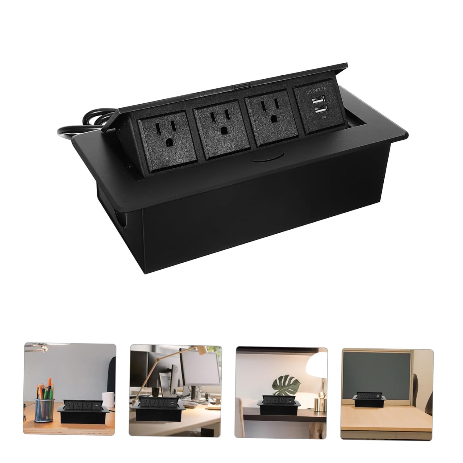 Veemoon Desktop Power Outlet USB Ports Outlet Charging Socket for Conference Tables Desktops Cord Us for Office Home Use