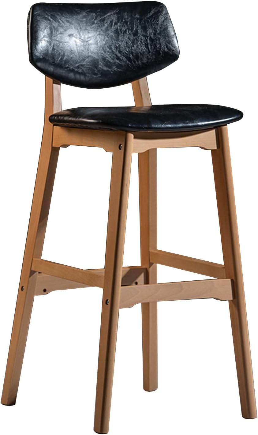 Solid Wood Bar Stool, Back Stool for Milk Tea Shops, Bar Stools for