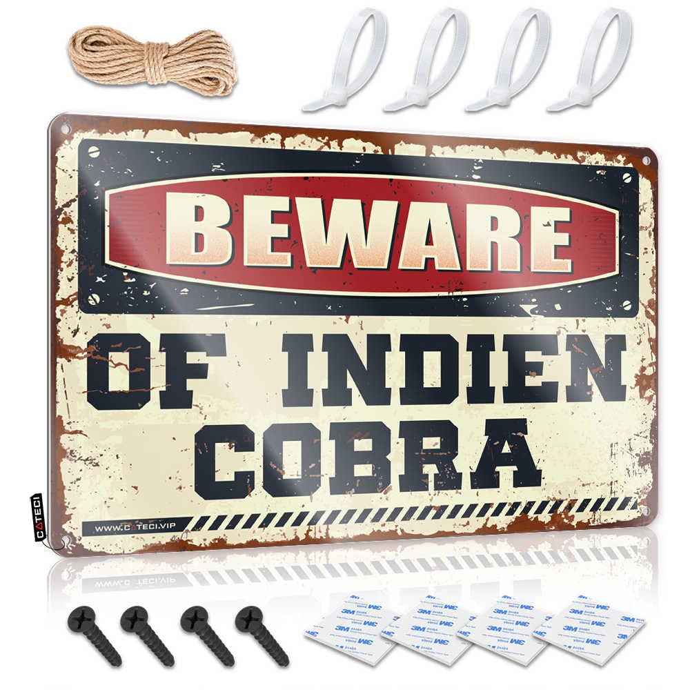 Framed Case Vintage Wall Art - Beware Of Indien Cobra Funky Metal Wall Art Ready To Hang For Inside(30X40CM)