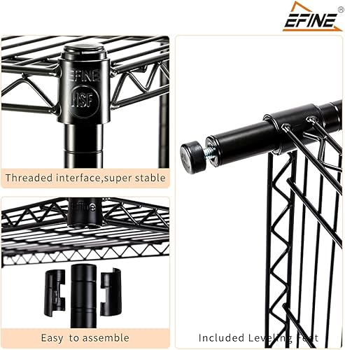 Vista 6 de EFINE - Estantería de 5 estantes con forros para estantes, certificado NSF, estantes ajustables de alambre de metal resistente, capacidad de carga