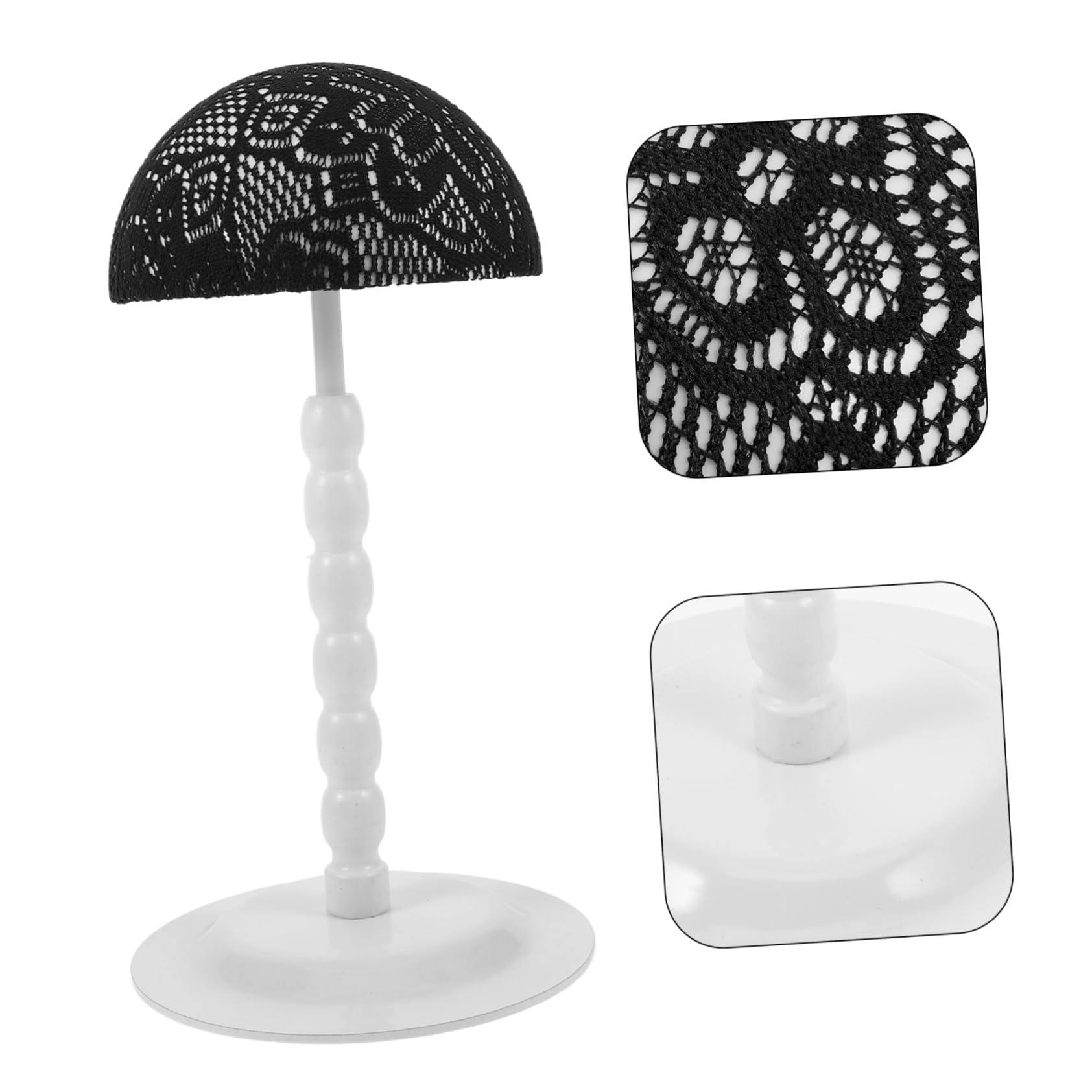 PACKOVE Soporte para Pelucas de Hierro Negro Red de Encaje Portátil