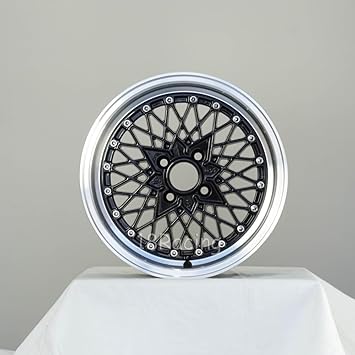 4 PCS ROTA OS MESH WHEELS 15X7 PCD4X100 OFFSET25 HB57.1 BLACK WITH POLISH LIP
