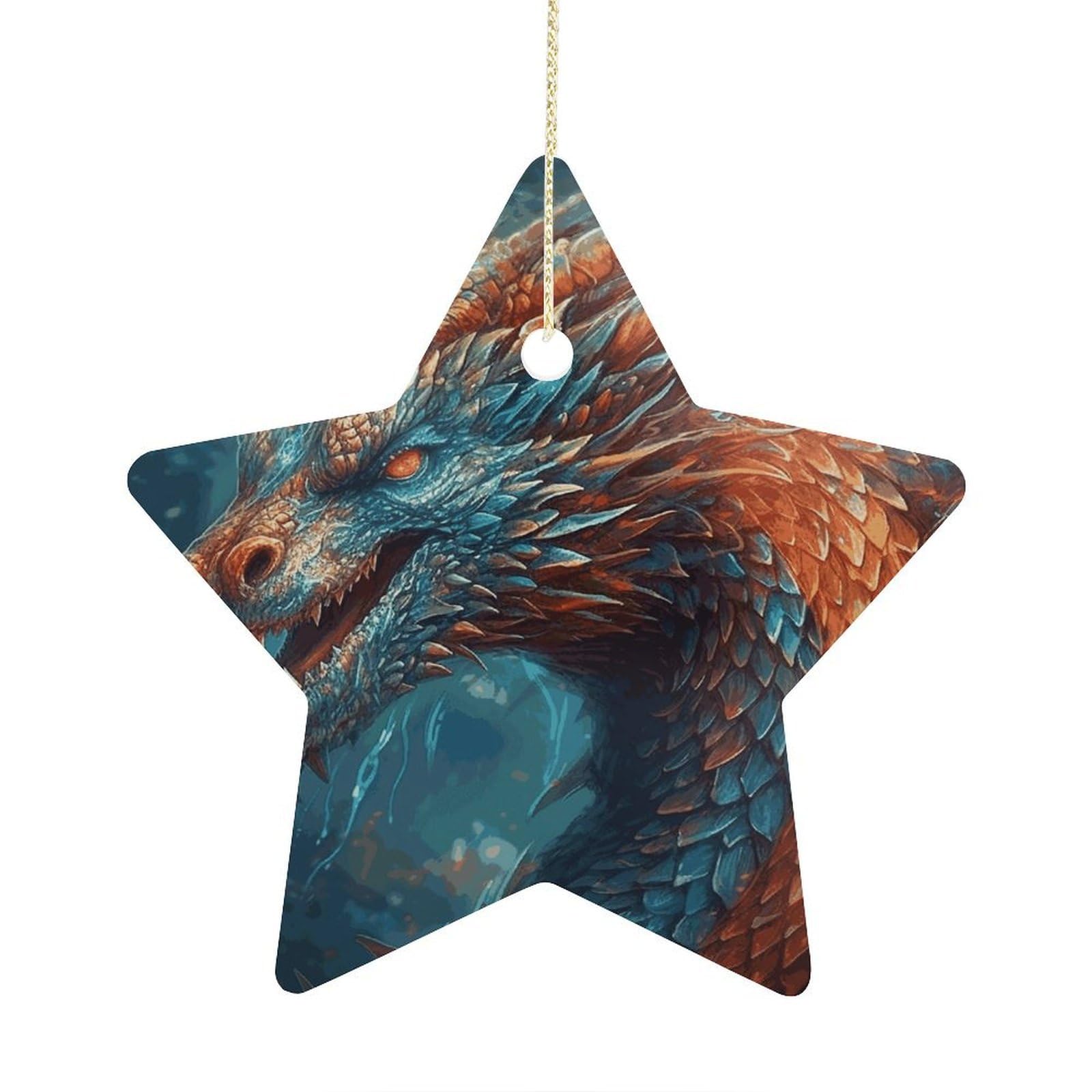 Fodpand Women's Style Dragon Art Ornament With String, Keepsake Hanging Decorations,Ceramic Ornaments For Men Indoor Home Holiday Party Gifts