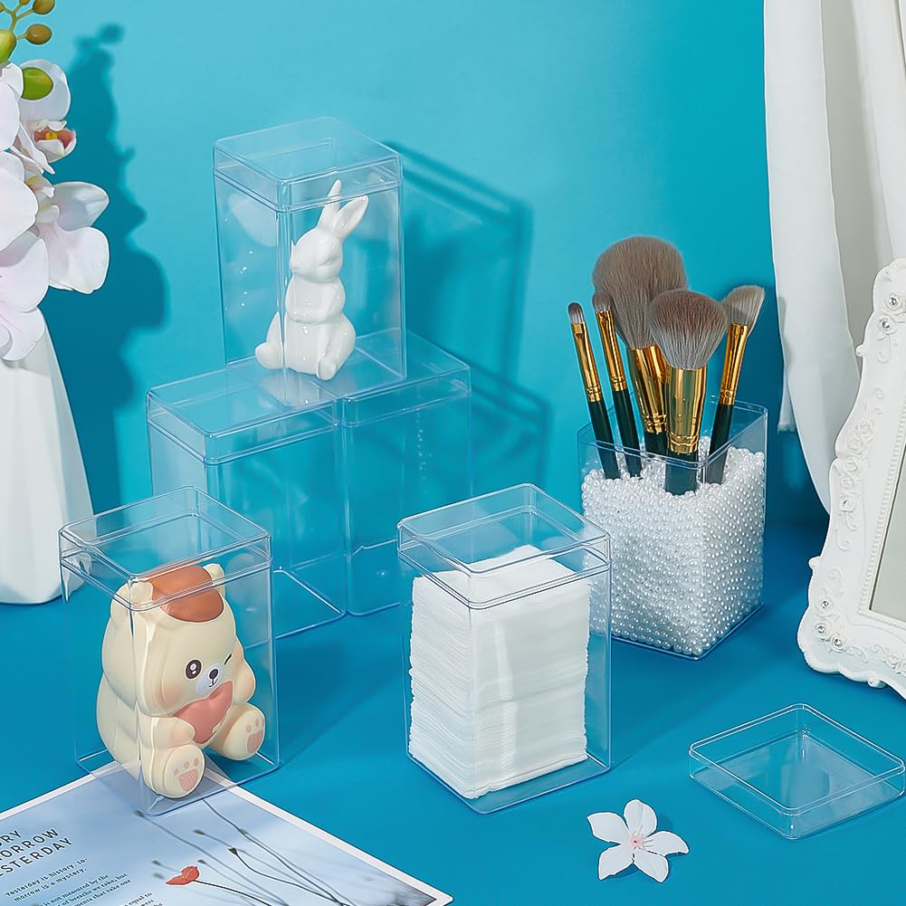 BENECREAT 6 pezzi Scatola In Acrilico Trasparente con Coperchio, Scatola Portaoggetti Rettangolare In Plastica Trasparente Da 7x7.5x12cm per La Raccolta di Gioielli Modello e Piccoli Oggetti