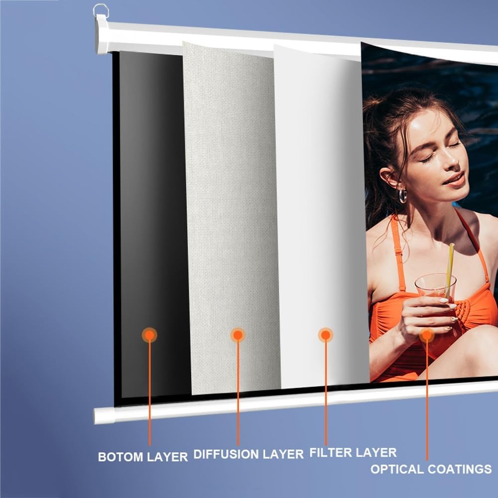 Écran de Projection motorisé 50"/60"/72", 16:9 4K, Fixation Murale, pour cinéma intérieur/extérieur (50 pouces/131 cm)