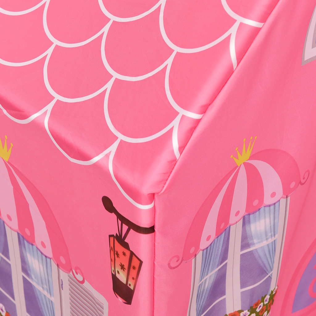 Kinder Spielzelt mit 250 Bällen Rosa 69 x 94 x 104 cm Polyester PVC PE Schloss Burg Design für drinnen draußen Garten Park Camping Fantasieabenteuer