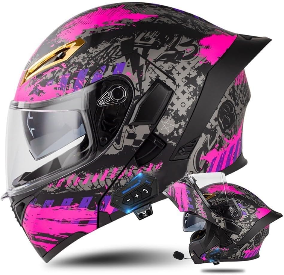 Casque modulaire intégré avec interphone et double visière de protection taille L