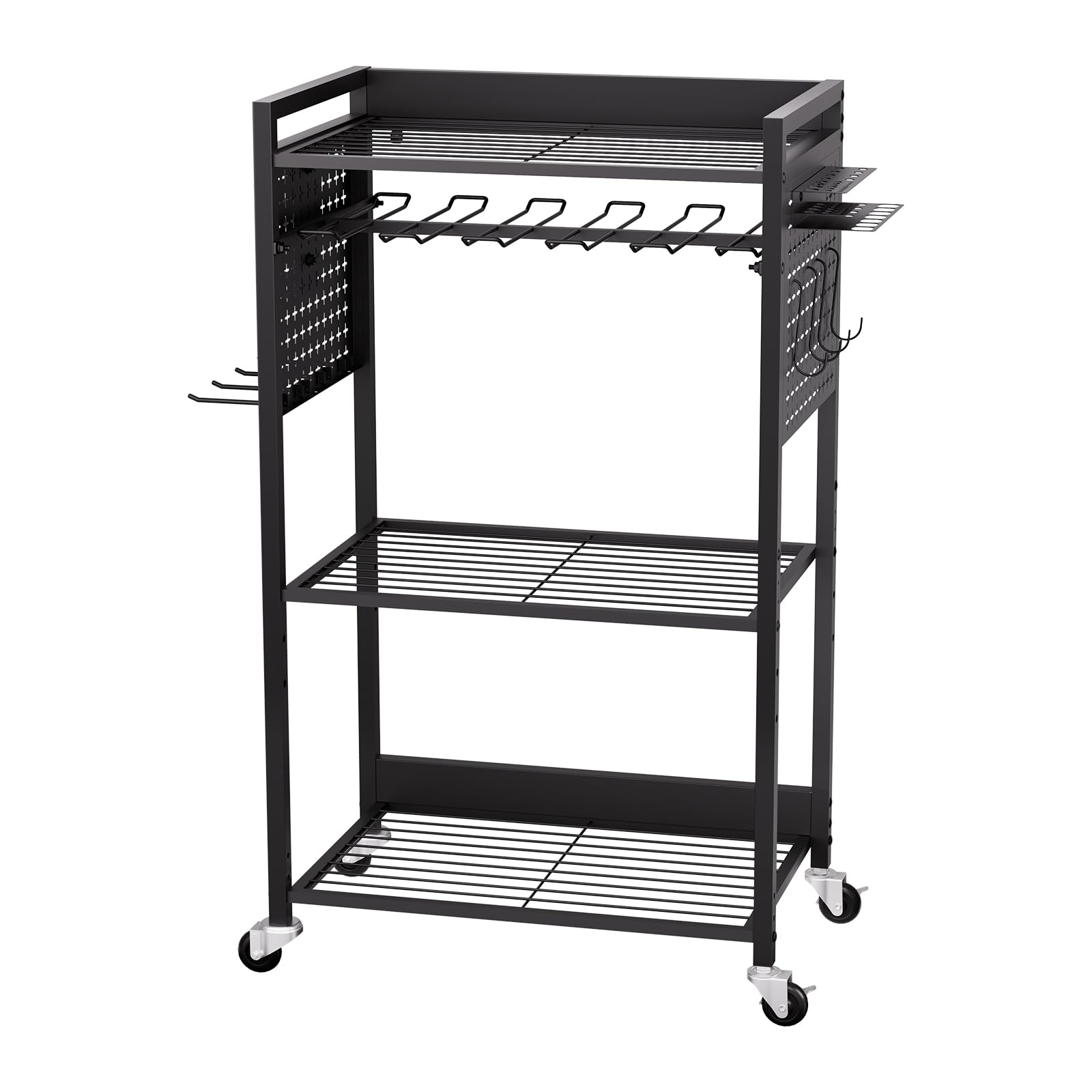 VEVOR Chariot à Outils, 4 Niveaux, Chariot Servante d'Atelier à roulettes, Capacité de Charge 68 kg, Rangement d'Outils Électriques, Support de Perceuse, pour Garage, Atelier de Réparation, Noir