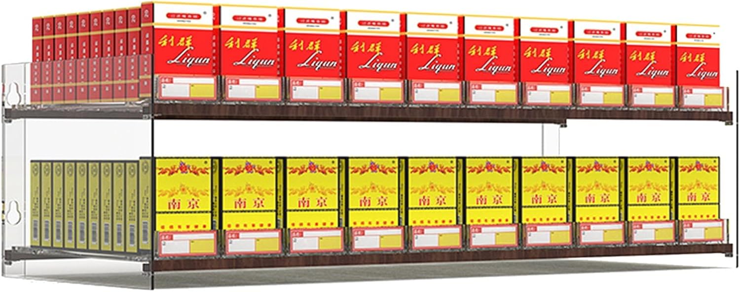 Store Display Shelves, Cigarette Showcases Rack, Automatic Cigarette Dispaly Holder Showcase, Acrylic Cigarette Retail Cabinet Organizer, Matchbook Cigar Cigarette Display Case ( Color : Clear , Size