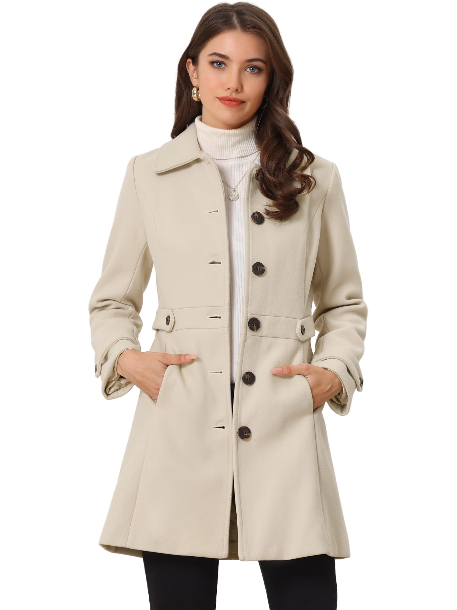 Women's Winter Classic Outwear Overcoat with Pockets Single Breasted Pea Coat