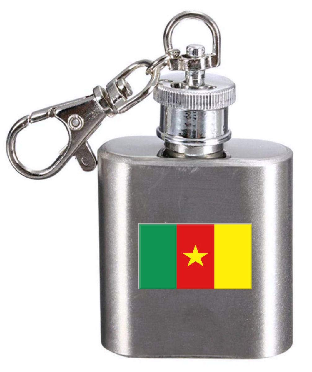 Flasque porte-clés gravé drapeau Cameroun mini fiole métal