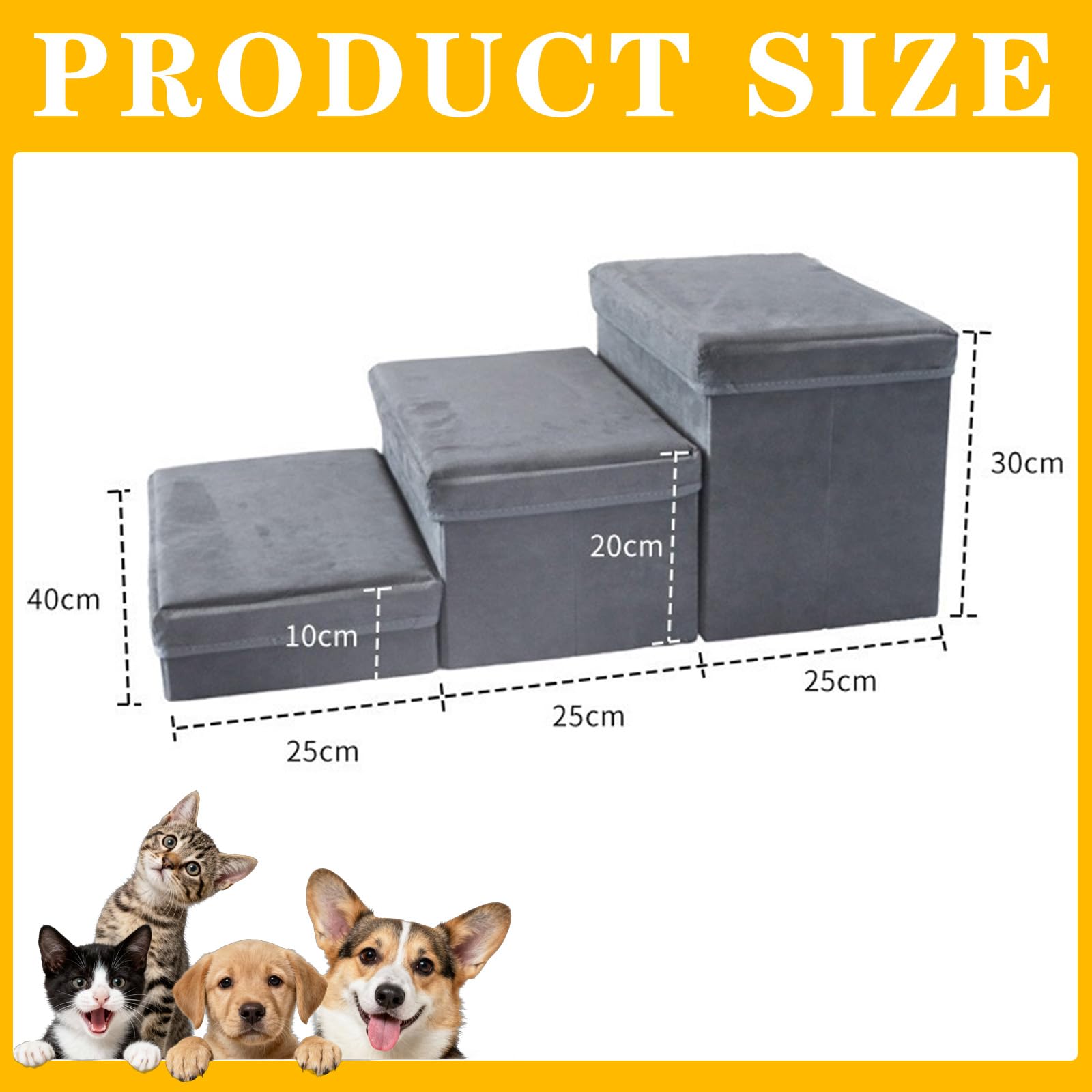 Escalier pour Chien Pliable, Escalier pour Chien Canapé avec Espace de Rangement, Marche pour Convient aux de Petite à Grande Taille