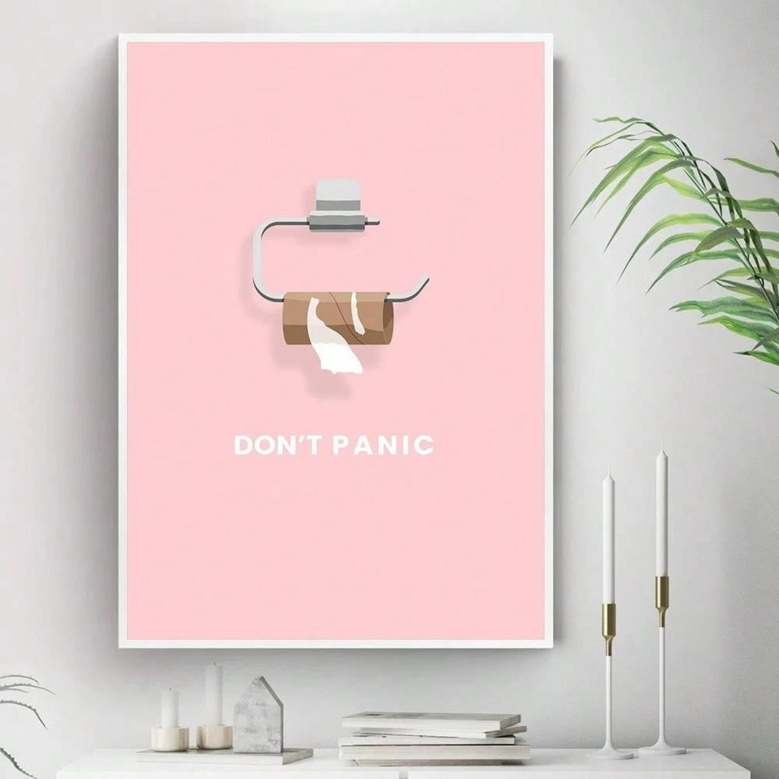 lianyibo 1 lienzo minimalista con frases No te asustes, papel higiénico, pintura moderna rosa, arte de pared, póster impreso, decoración, marco de 60 x 90 cm