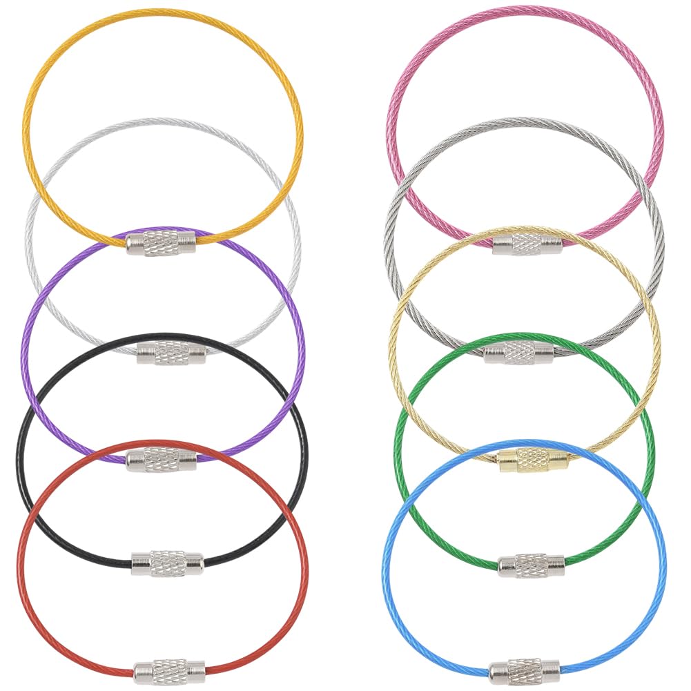 SUNNYCLUE Stainless Steel Loops Wire Keychain Cable Large Key Rings Key Chain for Luggage Tags Key Tags Keyrings Kitchen