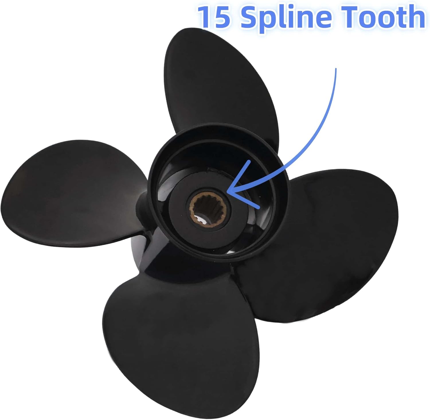 48-8M8026590 13 X 17 Pitch 4 Blade RH 15 Spline Tooth Outboard Boat Propeller Replacement for Mercury 40-140 HP Aluminum Prop with Hub Kit