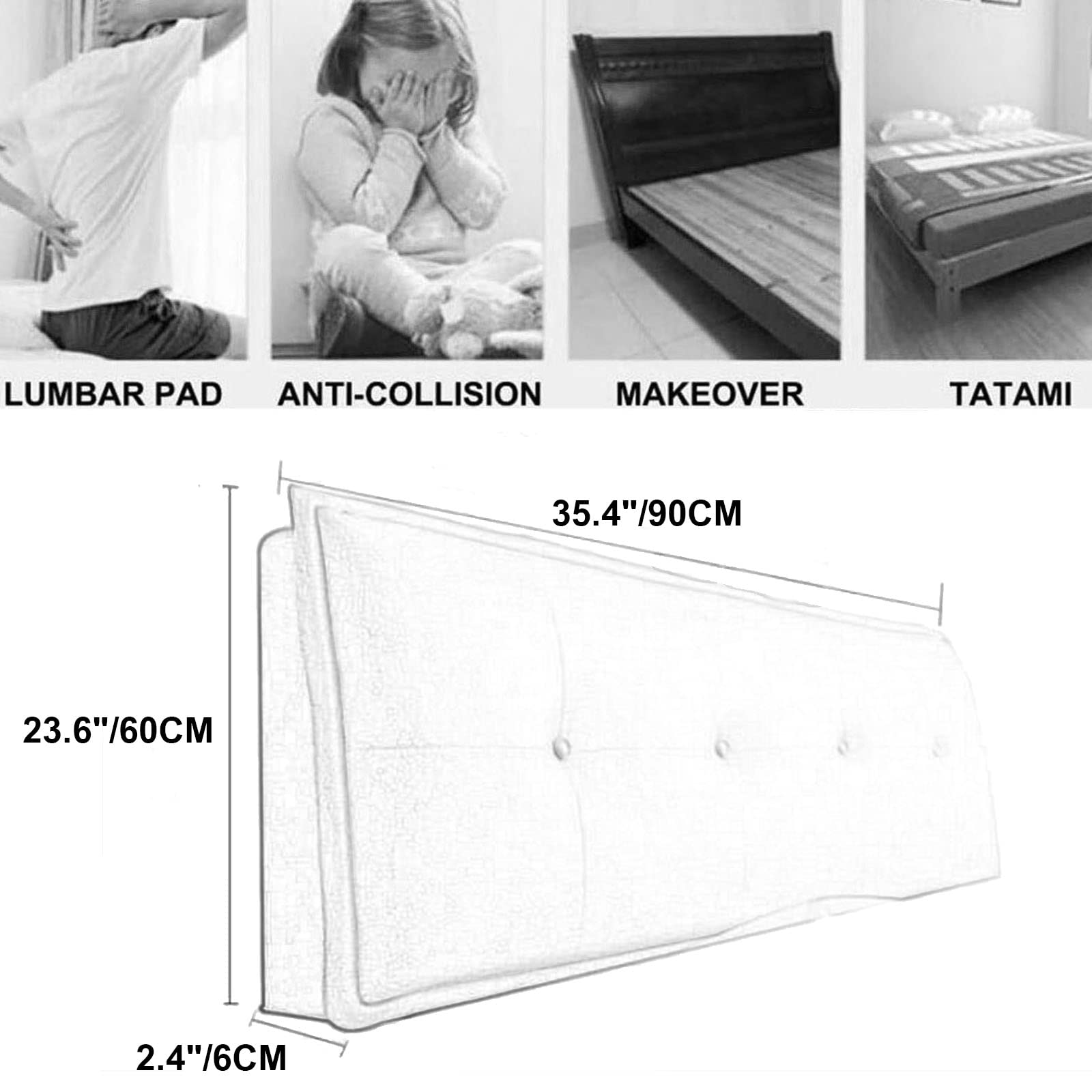 Generic Almohada De Cuña Respaldo Grande Cojín Trasero De Cama Cojín Lumbar Cojín De Descanso Cojín De Cabecera Cojines De Lectura Refuerzo,Café,35.4"/90cm