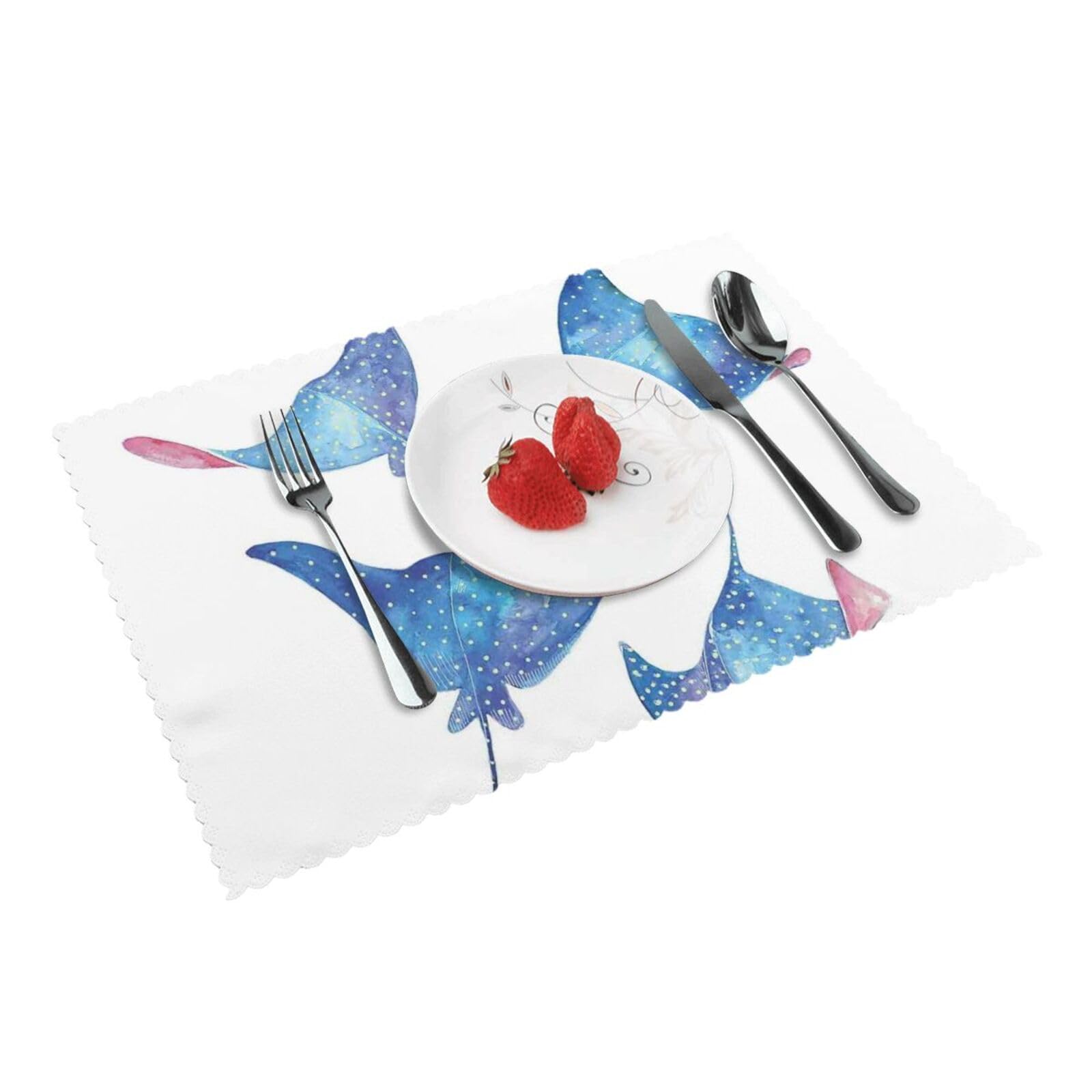 Sea Animals Stingrays Printed Placemats Set of 4 PCS Washable Placemat for Kitchen Table Heat-resistant Table Mats 45x30 CM