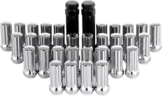 ECCPP Wheel Lug Nuts 32 Pieces + 2 Keys 14X1.5 Silver Thread Chrome Spline Lock Key Open End Lug Nuts for Cadillac/for GMC/for Jeep/for Toyota 2003-2014