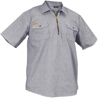 Prisonblues.net Short Sleeve Half-Zip Hickory Shirt Tall 4 XL
