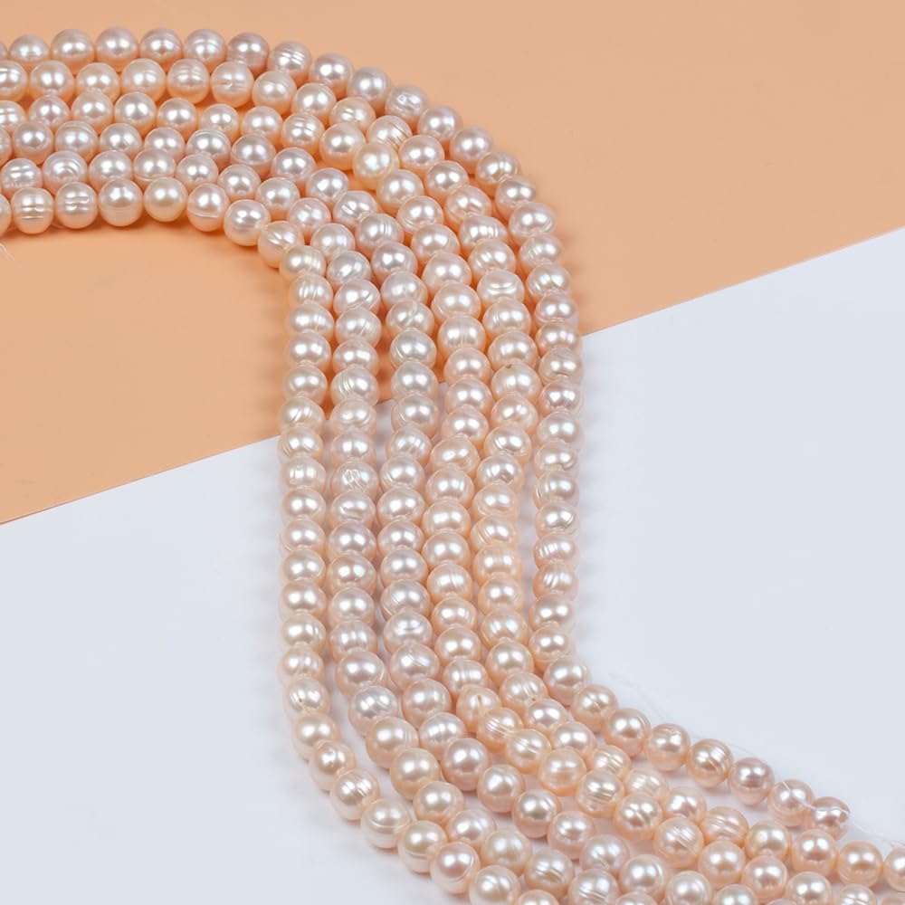 8-10mm Natural Freshwater Pearl Beads,15inch Genuine Round Pearl Carft Loose Gemstones Beads for DIY Jewlry Making