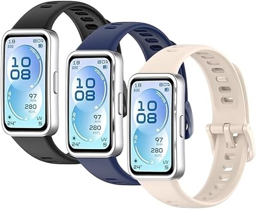 3 Pack Soft Silicone Watch Bands Compatible with Huawei Band 11/11 Pro, Adjustable Sweatproof Replacement Sport Wrist Straps