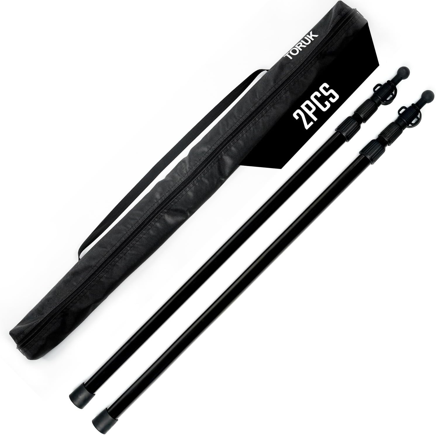 TORUK Tarp Poles Adjustable Telescoping Tent Poles Replacement Black 2 poles