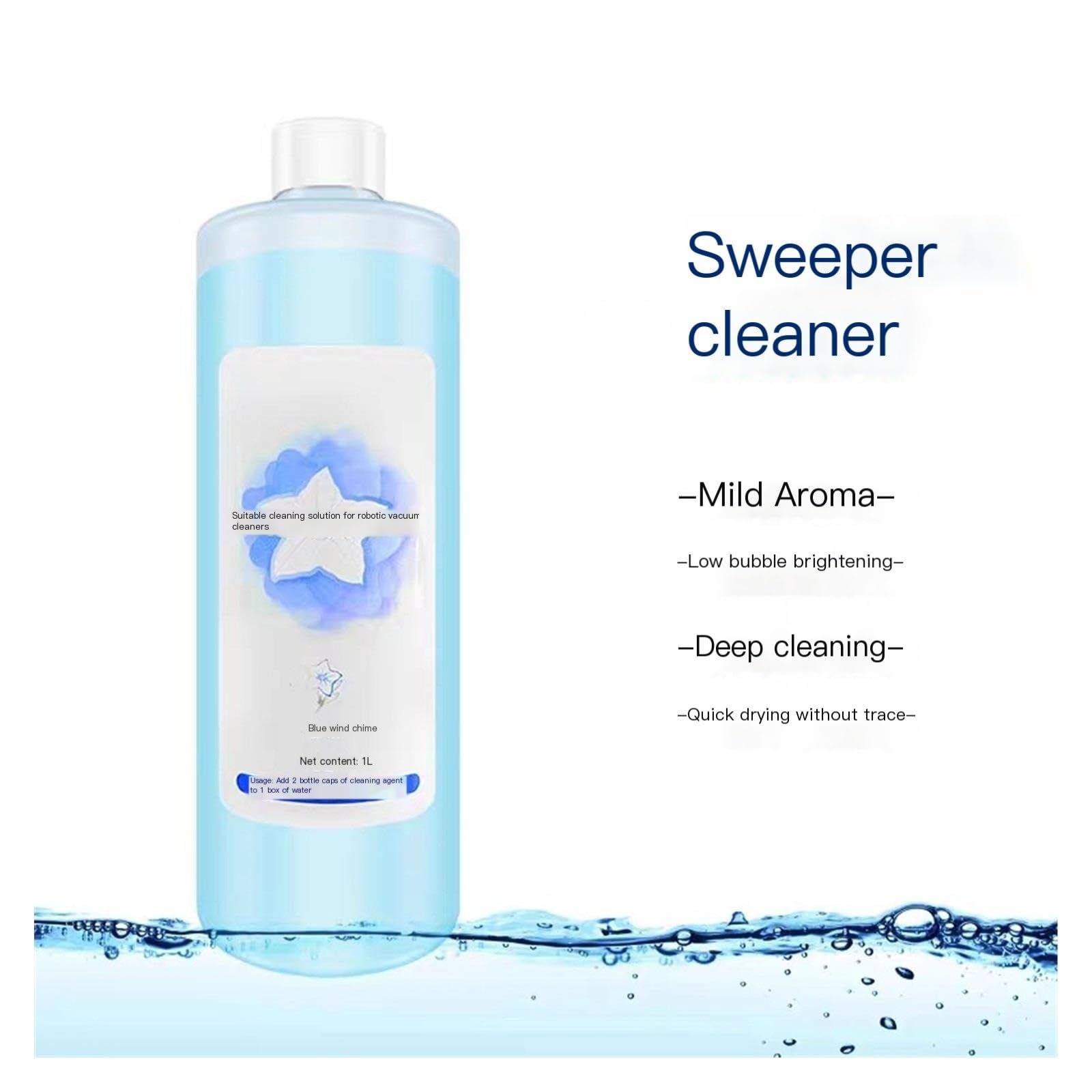 Líquido Limpiador De Pisos. Aroma A Campanas De Viento Azules, 1 L (33.8 Fl Oz). Compatible Para DEEBOT T30S COMBO/X2/X2 COMBO/X1 TURBO/OMNI. Soluciones For La Limpieza De Pisos.(2pcs)
