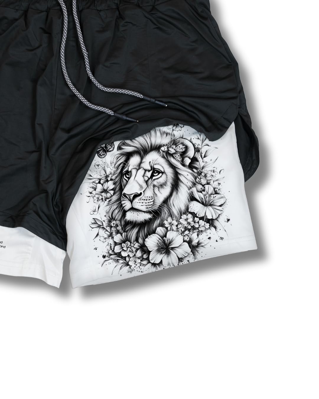 SAVD Christian Performance Shorts - Women's Gym & Sport Shorts with Pockets & Compression Liner, Bible Verse Activewear (US, Alpha, Large, Regular, Regular, Joshua 1:9 Courageous Roar)