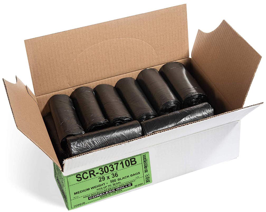 Aluf Plastics Bolsas de basura transparentes de 20 a 30 galones, 10 micras (equivalentes), 29 x 36 pulgadas, paquete de 500 unidades, para el hogar, la oficina y el baño
