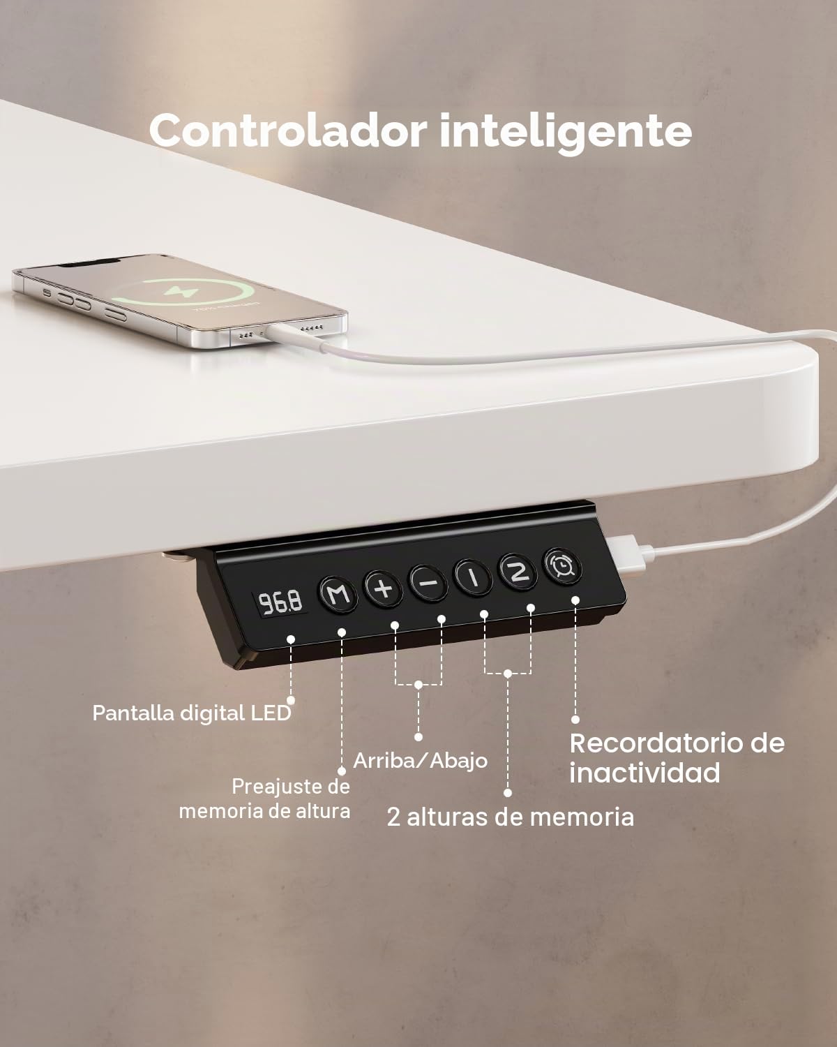Devoko Escritorio de altura ajustable eléctrico 160 x 70 cm, Mesa de pie, Mesa de ordenador, Mesa de oficina, Blanco, Moderno