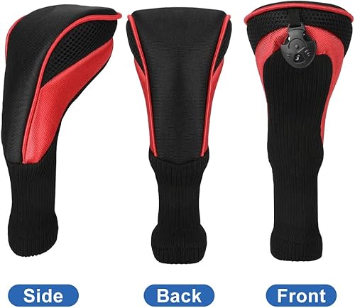 Miniatura 9 de Number-one Fundas para cabezas de palos de golf para híbridos de Fairway Woods, 3 piezas de cuello largo de malla para palos de golf con etiquetas