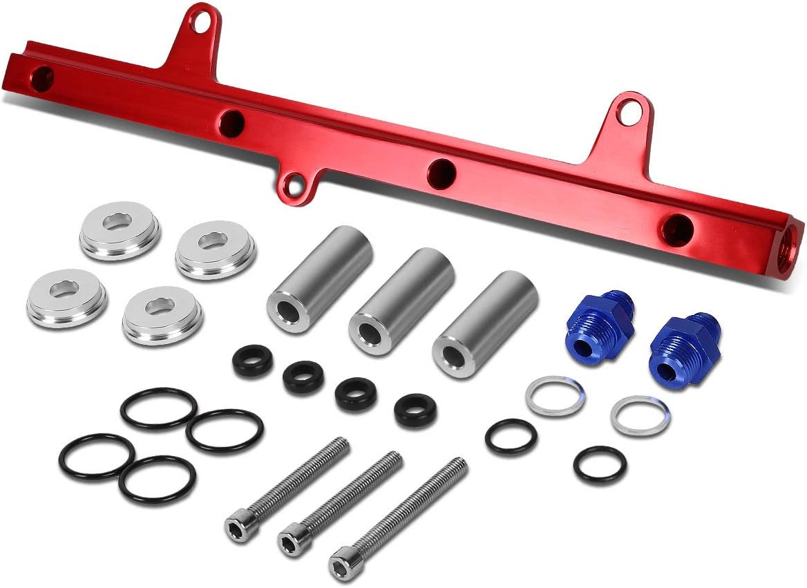 Compatible with 240SX Top Feed High Flow Fuel Injector Rail Kit (Red) S13 SR20DET