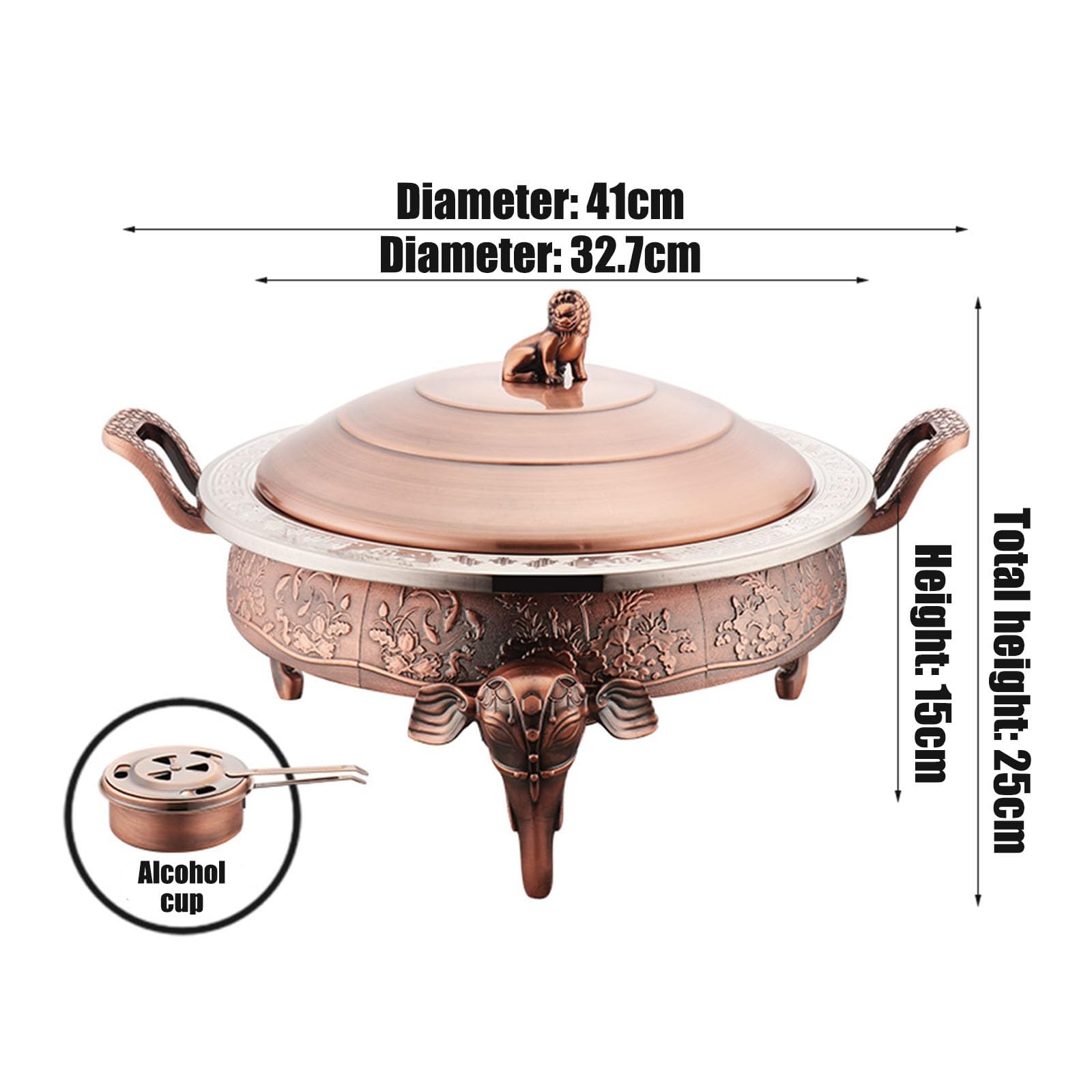Chafing dish in acciaio inox, piatto gourmet, scaldavivande rotondo con coperchio, contenitore riscaldante, scaldazuppe, set professionale for pranzi condivisi, feste, matrimoni, cene, hotel, buffet(B