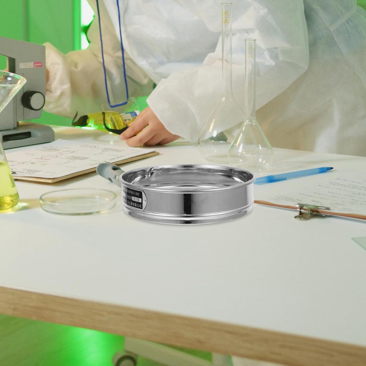OUNONA Tamis de laboratoire en acier inoxydable 8,19 en 100 maille fine pour échantillons de farine et tests de sol avec tamis amovible pour applications en laboratoire