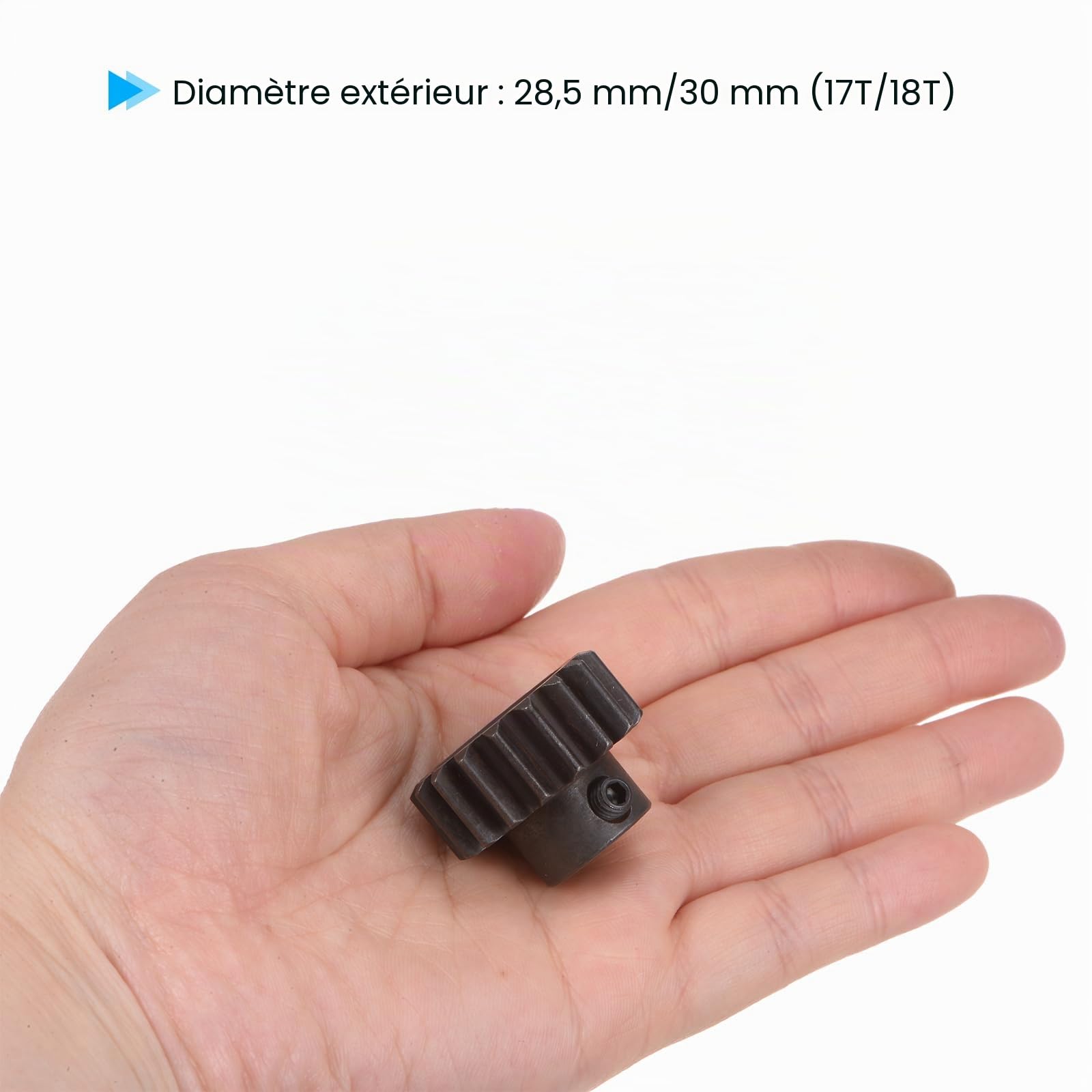 QUARKZMAN Ensemble de Pignons Mod 1.5 pour Engrenage de Moteur de 8 mm, 17T 18T, en Acier Trempé, pour Voiture RC (2 Pièces)