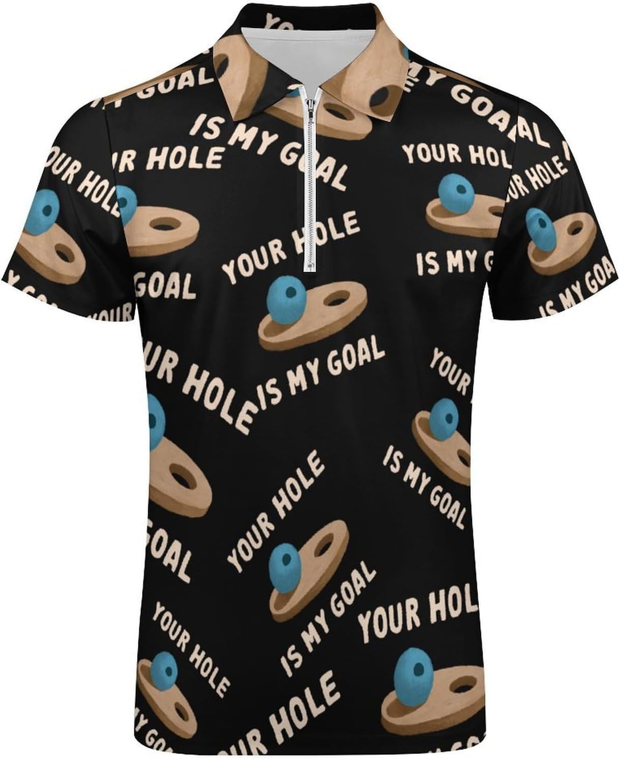 Your Hole is My Goal Polo Shirts for Men Short Sleeve Athletic Golf Tees Tops