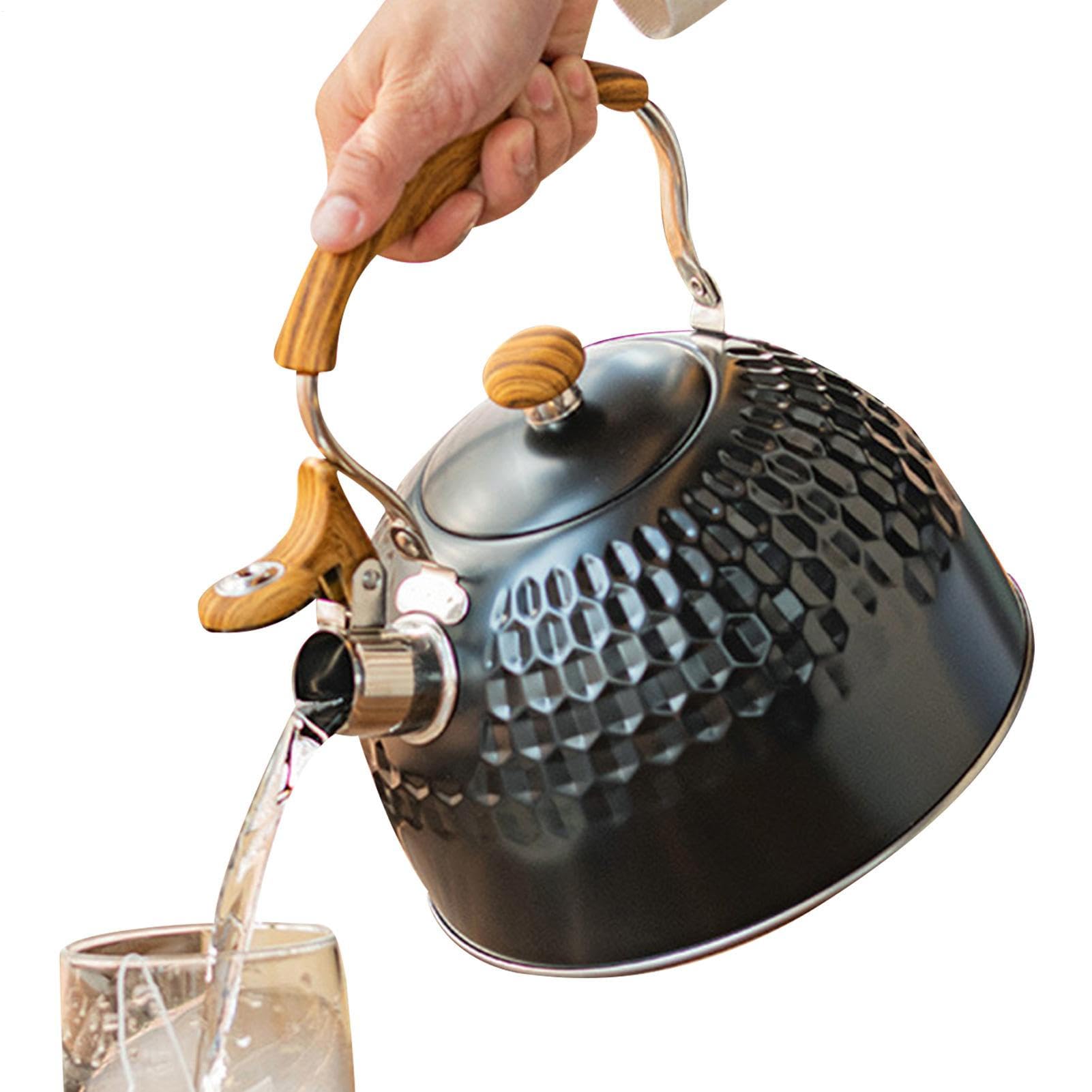 Bouilloire à eau | Théière vintage 2,5 L en acier inoxydable pour plaques de cuisine