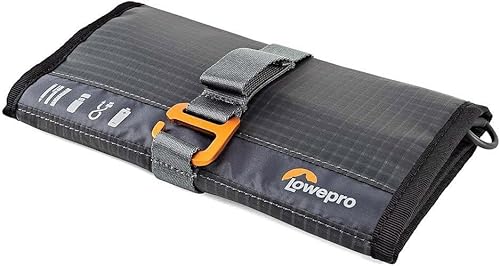 Lowepro GearUp Pouch Mini, Travel Essentials - Funda para teléfono y funda para cables, hecha de tela reciclada, color gris