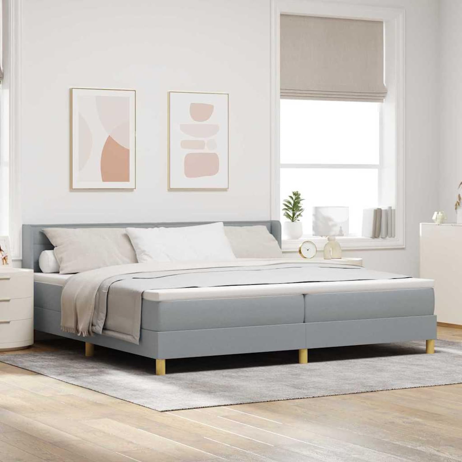 Fasba Cama con Somier con Colchón Gris Claro 200x200 cm Tela