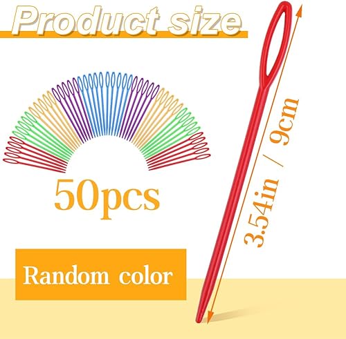 Miniatura 9 de 50 agujas de coser coloridas de plástico para ojos grandes, agujas de hilo de 2.75 pulgadas, agujas de tejer de plástico, agujas de bordar, agujas