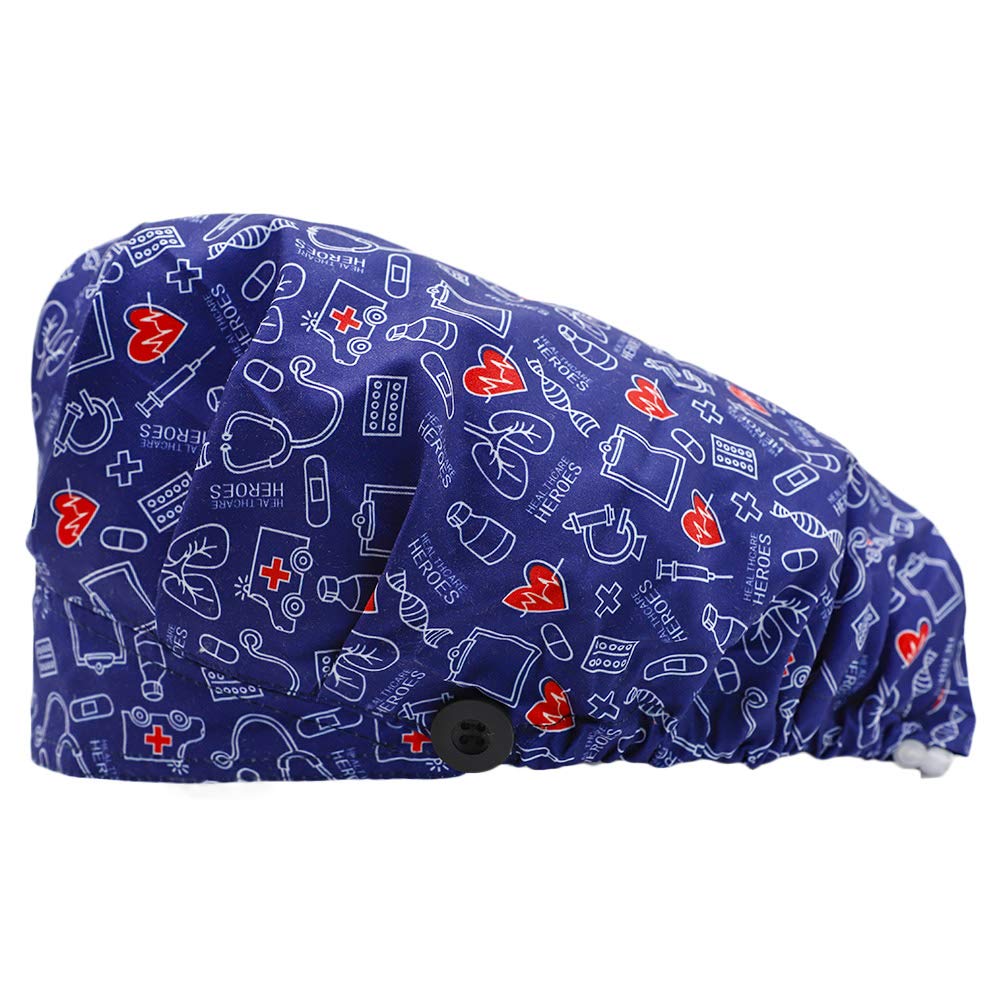 Hotme Womens and Mens Hats Working Cap with Buttons for Mask Sweatband Adjustable Hair Cap Head Covers One Size