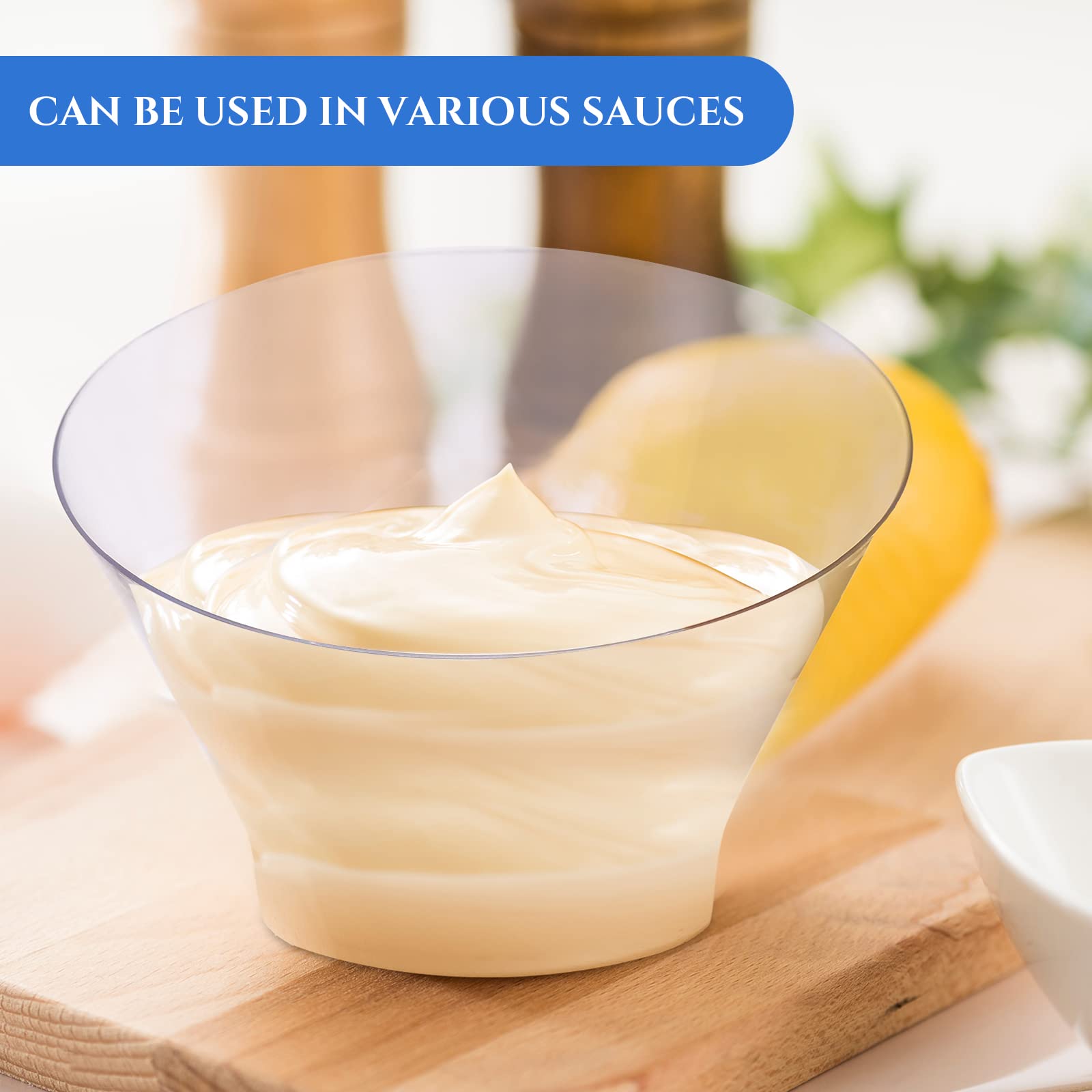 Zubebe 80 Pcs Clear Plastic Serving Bowls Disposable Angled Plastic Bowls for Parties 160ml Small Popcorn Bowl Buffet Containers for Chip Snack Salad Wedding Baby Bridal Shower Engagement Anniversary