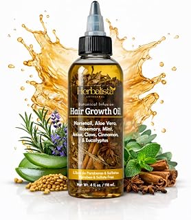 New Herbalista Artisanal Maximum Strength Hair Growth Oil – 4 oz (120ml) | Rosemary · Cinnamon · Lavander · Vitamin E + More - Natural Scalp & Hair Nourishing Oil for Thicker, Stronger, Healthier Hair