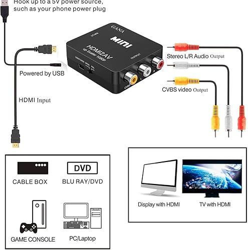 Miniatura 10 de Yoidesu Digital HDMI a AV HDMI a RCA Video compuesto Audio AV CVBS adaptador convertidor (blanco)