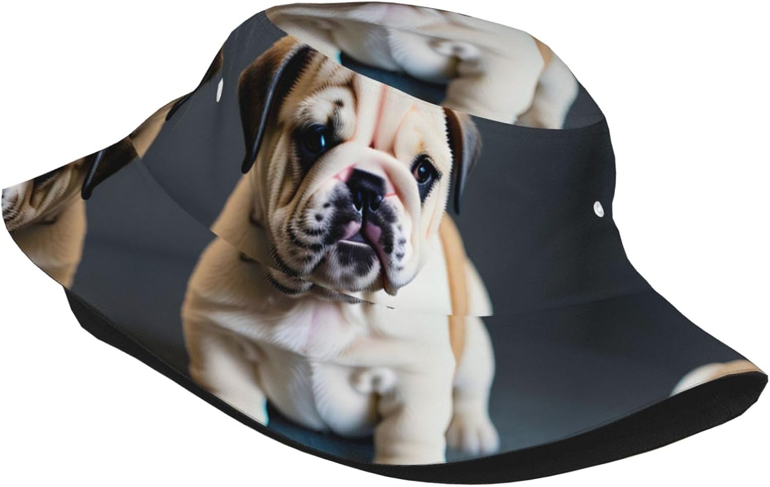 Cute Bulldog Puppy 1 Print Winter Bucket Hat Packable Unisex Sun Hat Summer Travel Beach Fishing Cap for Men Women Black