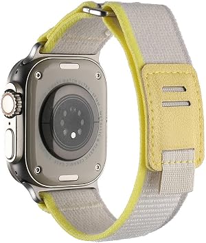 PSR aksesuar Has r Kordon Zore KRD-106 Strap Kay -Beyaz-Sar  Apple Watch Ultra 49mm ile uyumlu