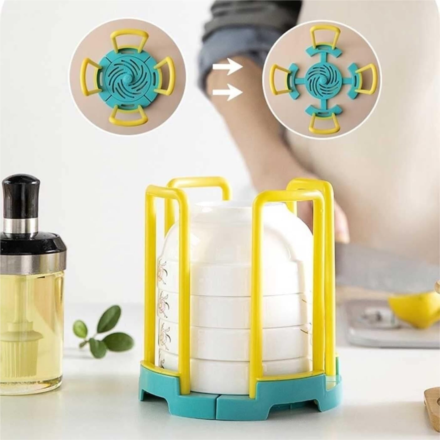 Scolapiatti Dish Rack Kitchen Multi-funzionale Bowl Utensili Da Cucina Per La Casa Storage Drain Portaposate Cucina(Yellow)