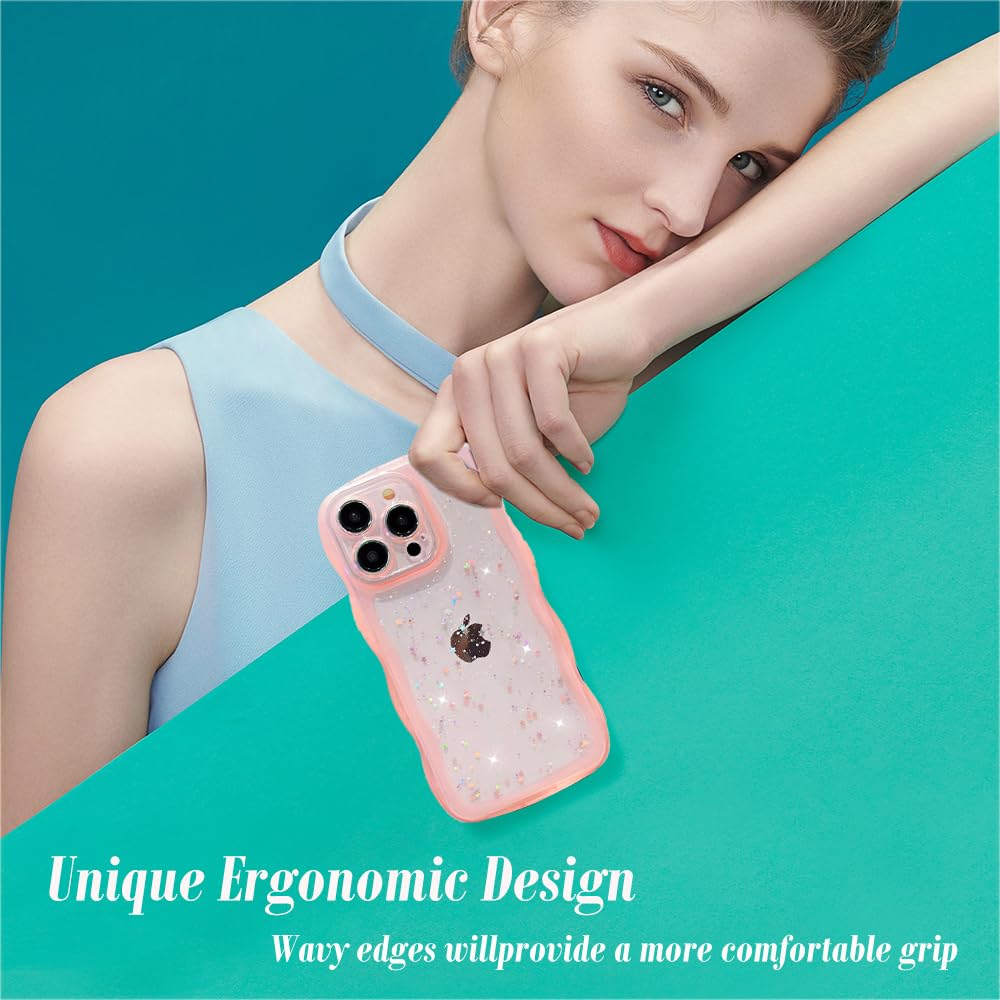 Custodia per cellulare compatibile con iPhone 11 Pro, carina in morbido silicone gel antigraffio, con liquido glitterato, flessibile, in TPU, interessante supporto per ragazze (avocado