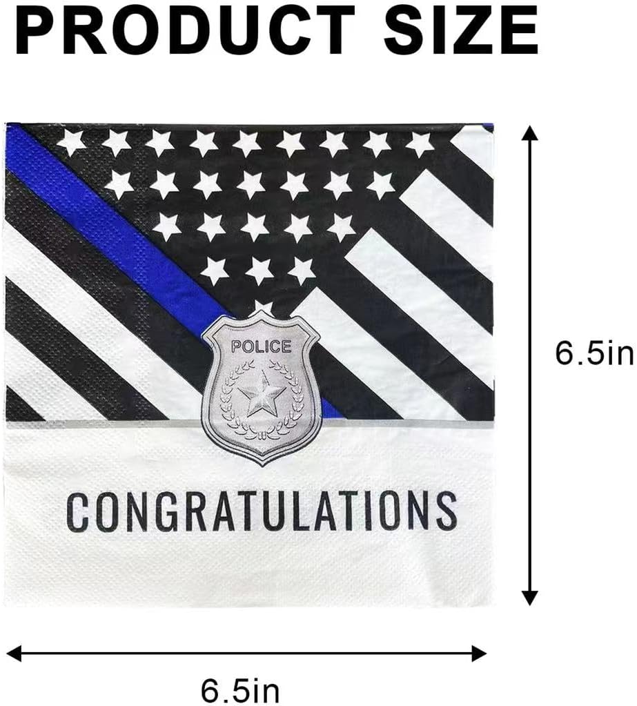 50 Pcs Police Themed Paper Napkins,Police Officer Party Supplies